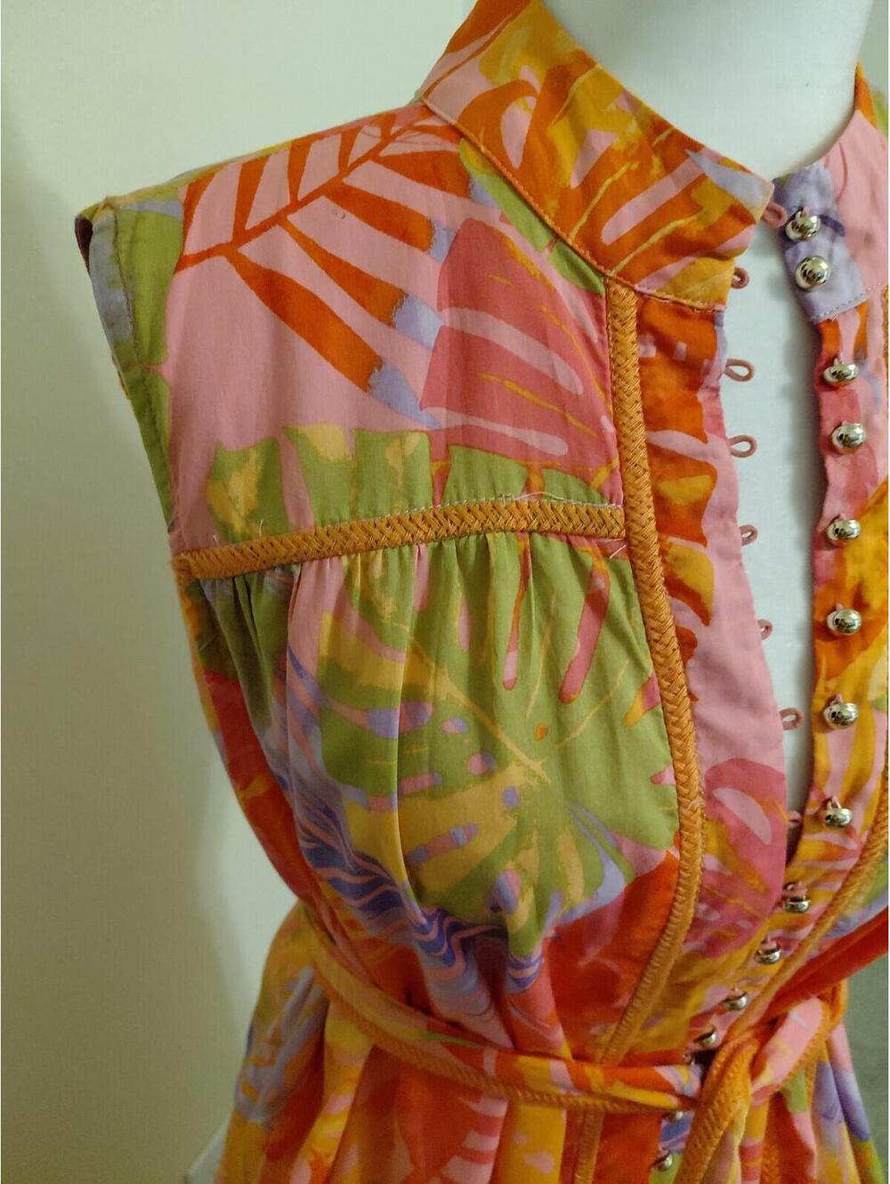 J. Marie Colorful Floral Alara Belted Sleeveless Dress Womens Size L EUC - Picture 6 of 9